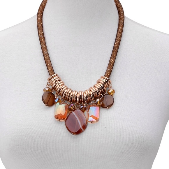 Jewelry - Red Agate & Austrian Crystal Necklace NWT